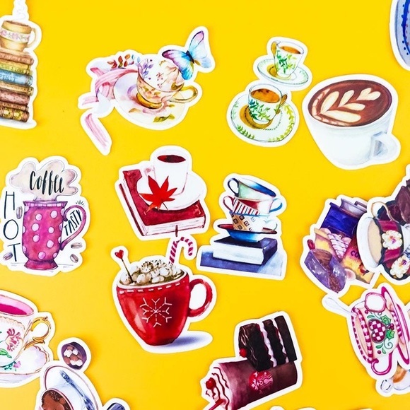Coffee and Tea Cafe, Beautiful Tea Cups, 19 Deco Stickers - Picture 8 of 11